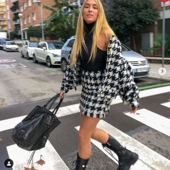 Storets Lori Houndstooth Jack & Skirt Set in Black - Picture 1 of 16